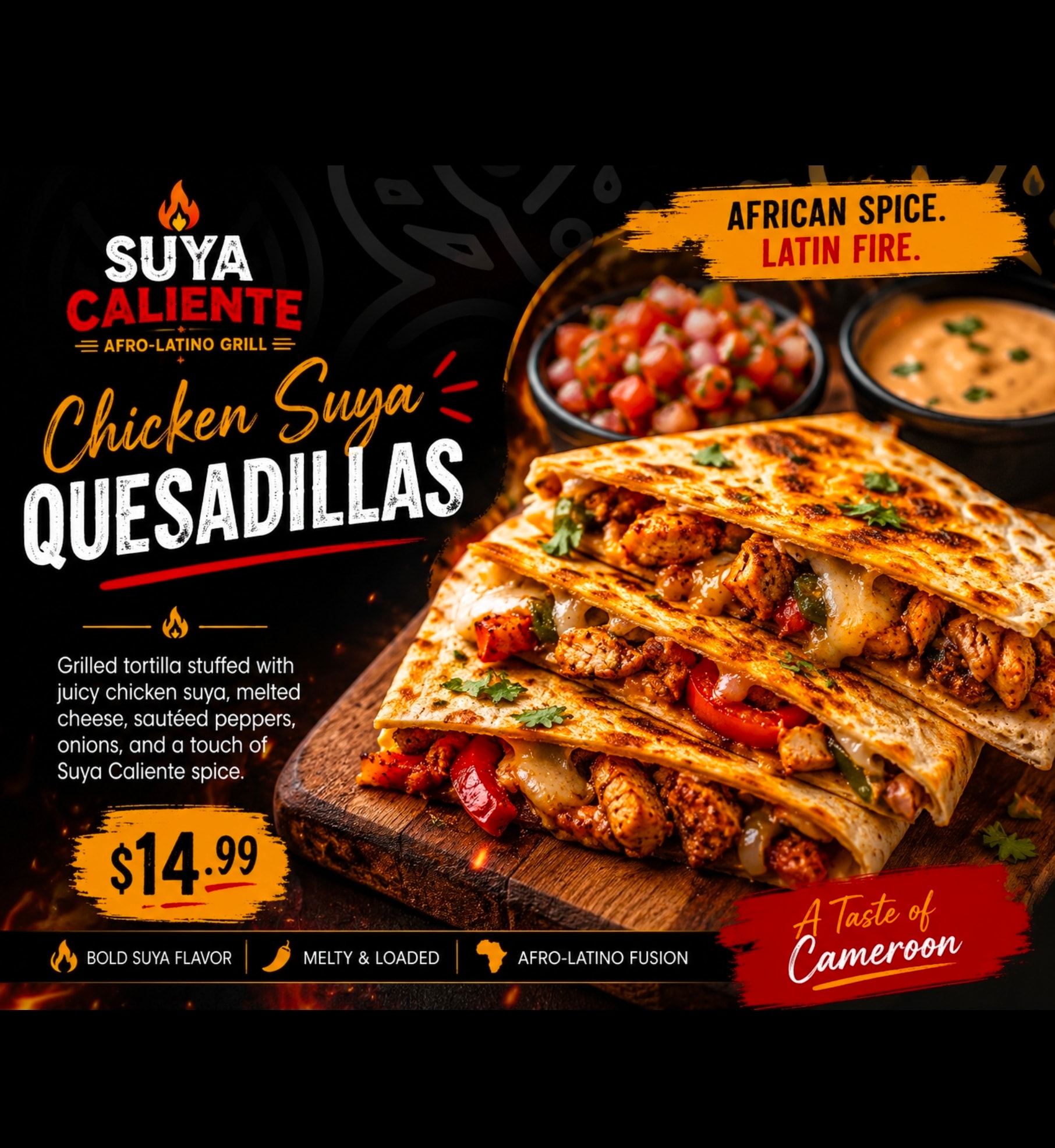 Chicken Suya Quesadillas